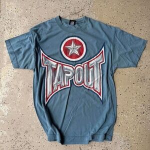 Vintage Y2K tap out shirt size large made in USA baby blue